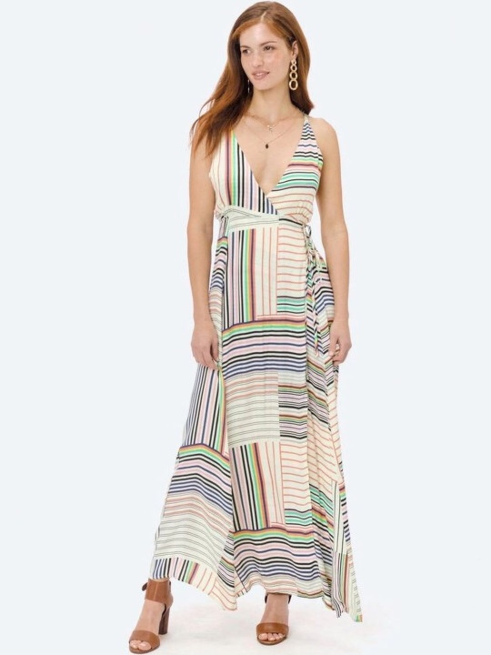 NWT Love, Stitch Striped Boho Wrap Maxi Dress ✨